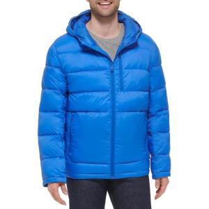 Cole Haan Men’s Hooded Nylon Puffer Jacket(Cobalt)