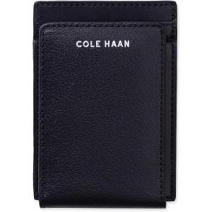 Cole Haan Men’s Leather Slim Magnetic Front Pocket RFID Wallet(Black)
