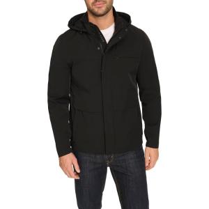 Cole Haan Men’s Long Sleeve Hooded Rain Parka(Black)