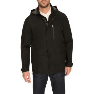 Cole Haan Men’s Long Sleeve Soft Rain Parka(Black)