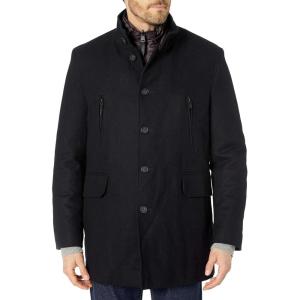 Cole Haan Men’s Melton 3-in-1 Wool Jacket with Removable Bib(Black)