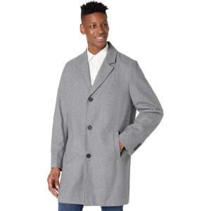 Cole Haan Men’s Melton Wool Notched Collar Coat With Welt Body Pockets(Light Grey)
