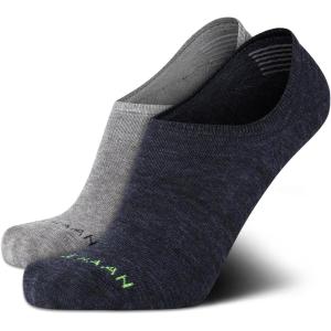 Cole Haan Mens No Show Socks – 2 Pack Breathable Cotton Invisible Liner Low Cut Socks for Men with Heel Grip (Sizes: 7-12)(Assorted)