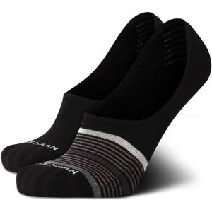 Cole Haan Mens No Show Socks – 2 Pack Breathable Cotton Invisible Liner Low Cut Socks for Men with Heel Grip (Sizes: 7-12)(Black Stripe)