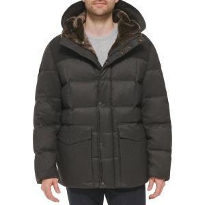 Cole Haan Men’s Quilted Flannel Packable Down Parka(Charcoal)
