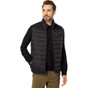 Cole Haan Men’s Quilted Puffer Vest with Chest Zip Pocket(Black)