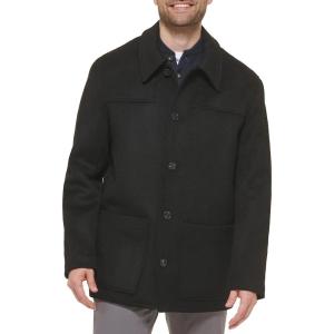 Cole Haan Men’s Shirt Collar Wool Jacket(Black)