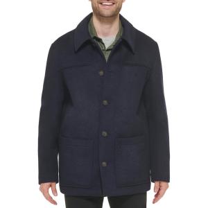 Cole Haan Men’s Shirt Collar Wool Jacket(Navy)