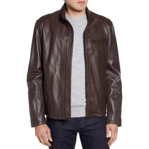 Cole Haan Men’s Smooth Leather Moto Jacket(Java)