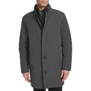 Cole Haan Men’s Stretch Rain Top Coat Inner Quilted 3 in 1 Jacket(Dark Grey)