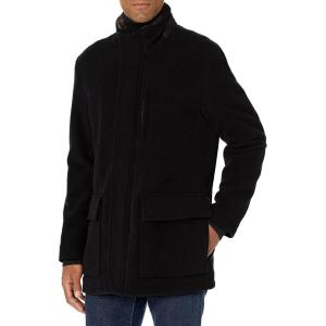 Cole Haan Men’s Wool Plush Car Coat(Royal Black)