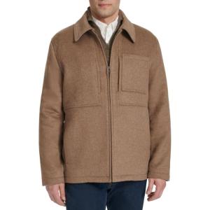 Cole Haan Men’s Wool Zip Front Shirt Collar Jacket(Mushroom)