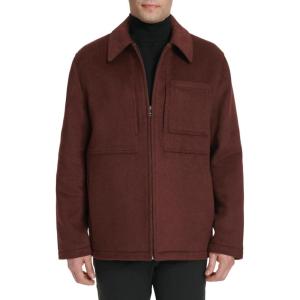 Cole Haan Men’s Wool Zip Front Shirt Collar Jacket(Wine)
