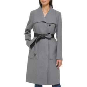 Cole Haan Women’s Belted Coat Wool with Cuff Details(Lt Grey)
