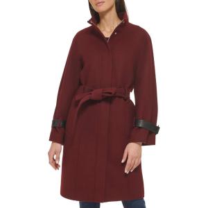 Cole Haan Women’s Belted Raglan Melton Wool Coat(Burgundy)