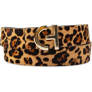 Cole Haan Women’s Casual Logo Plaque Buckle Belt(Leopard)