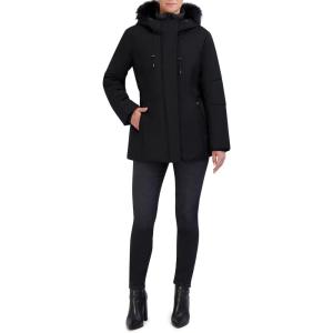Cole Haan Women’s Cold Weather Water Resistant Stretch Twill Coat(Black)
