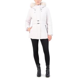 Cole Haan Women’s Cold Weather Water Resistant Stretch Twill Coat(Cream)