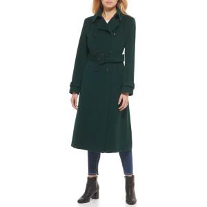 Cole Haan Women’s Flared Trench Slick Wool Coat(Forest)
