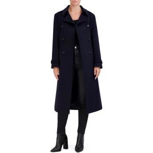 Cole Haan Women’s Flared Trench Slick Wool Coat(Midnight)