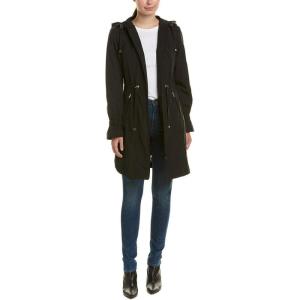 Cole Haan Women’s Hooded Anorack Rain Coat(Black)
