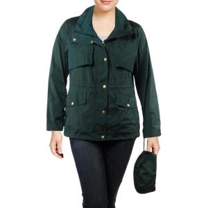 Cole Haan Women’s Short Packable Rain Jacket(Pine)