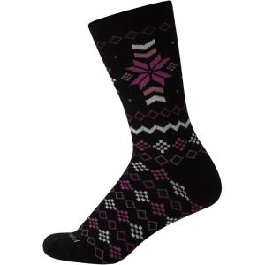 Cole Haan Women’s Socks – Foldover Turn Cuff Cushion Crew Socks (1 Pair)(Black/Pink)