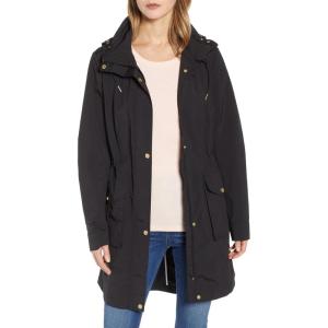 Cole Haan Women’s Stand Collar Packable Rain Jacket Q(Black)