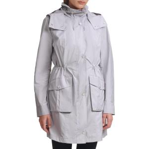 Cole Haan Women’s Stand Collar Packable Rain Jacket Q(Pearl Grey)