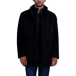 Cole Haan mens Full Zip Wool Plush Car Coat(Black)