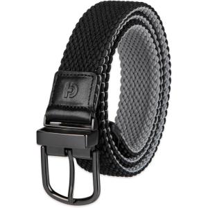 Cole Haan mens Reversible Stretch Fabric Belt(Black/Gray)
