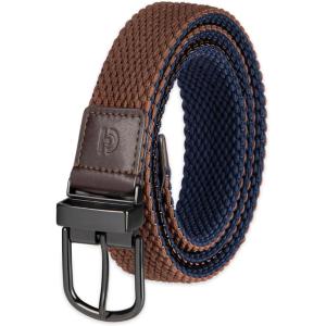 Cole Haan mens Reversible Stretch Fabric Belt(Brown/Navy)