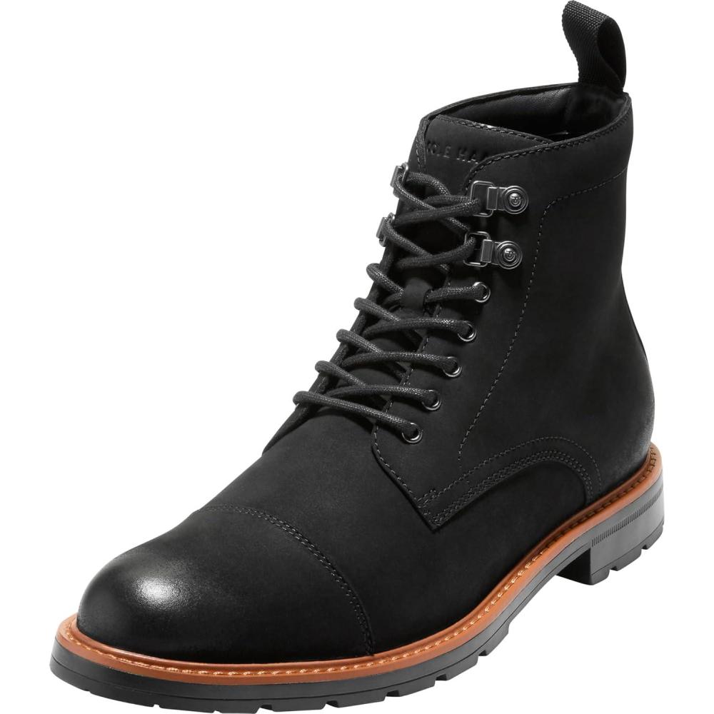 imageCole Haan Mens Chamberlin Grand Cap Toe Boots OxfordBlack NbkBlack Wr