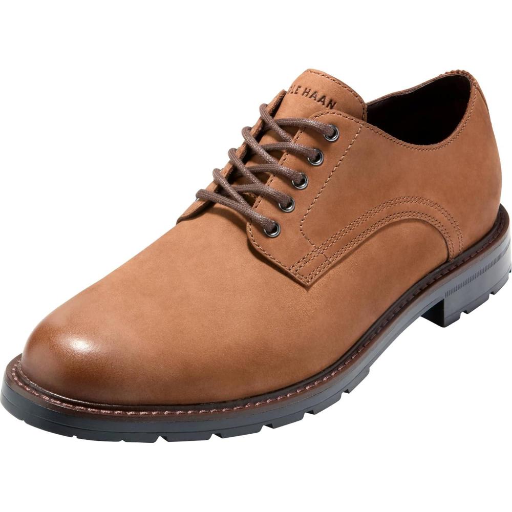 imageCole Haan Mens Chamberlin Grand Plain Toe OxfordsBrt Tan NbkBlk Wr