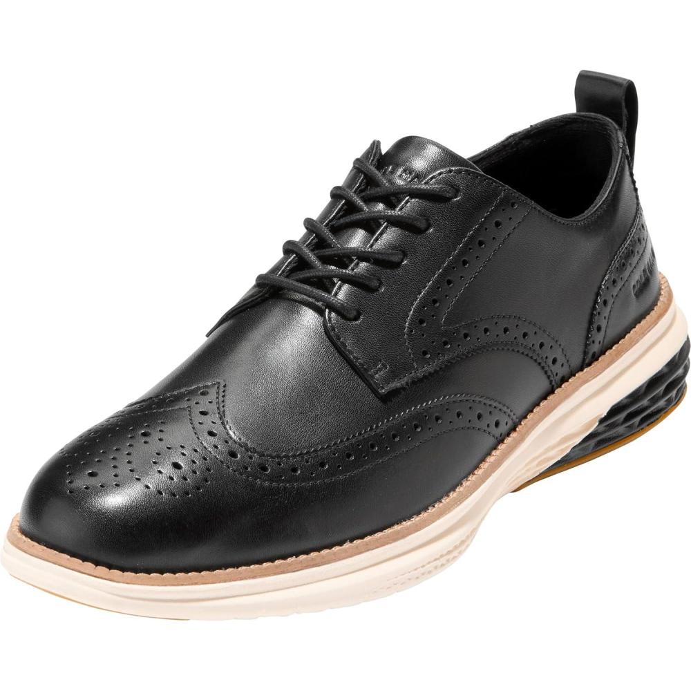 imageCole Haan Mens Grand Hurrion Wingtip OxfordsBlackIvory