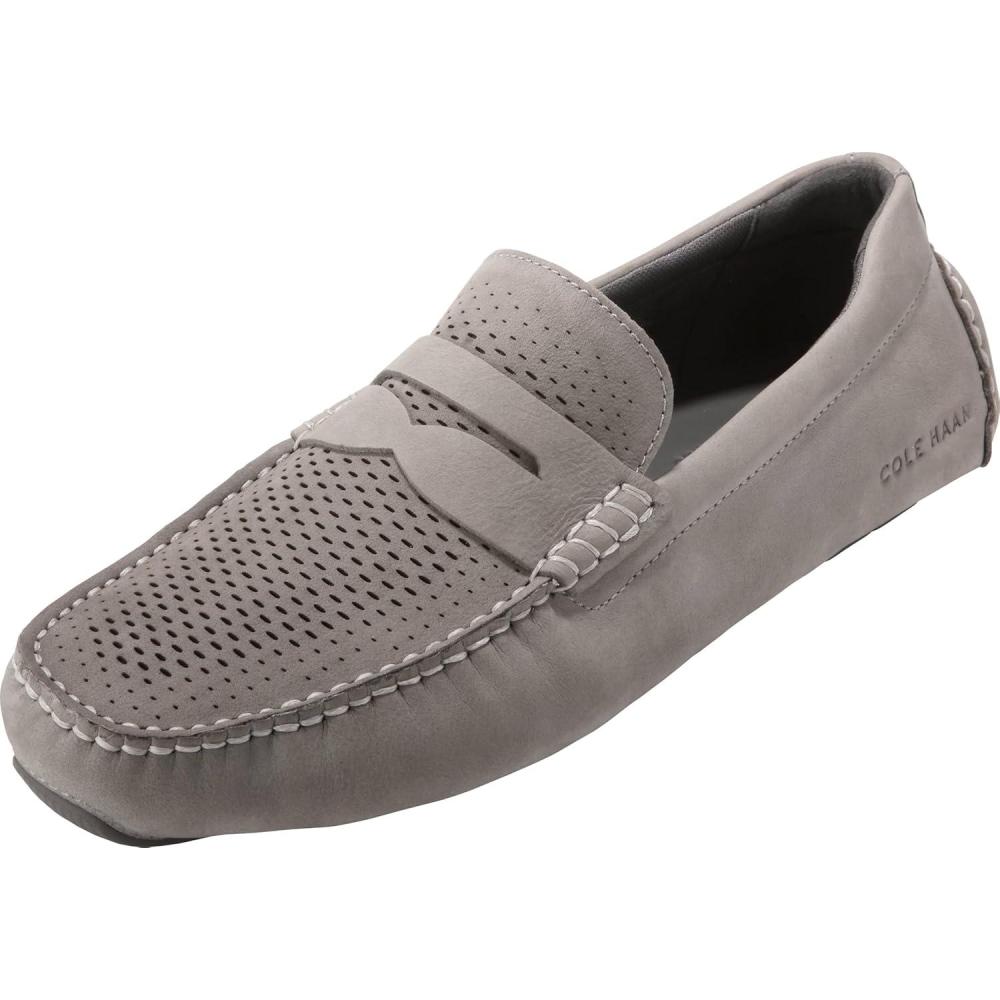 imageCole Haan Mens Grand Laser Penny Driver Driving Style LoaferDecember Sky Nubuc