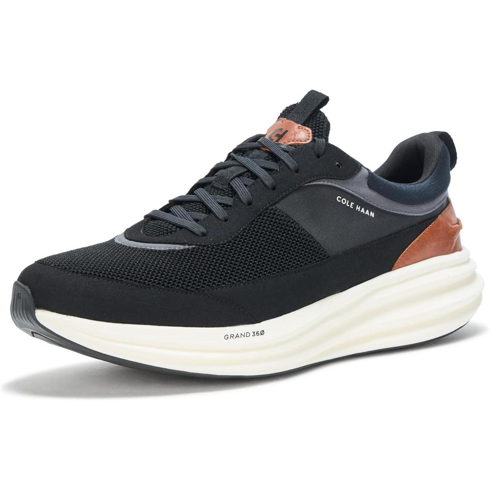 imageCole Haan Mens Original Grand Quadstreak Running SneakersBlkBrtsh TnIvry