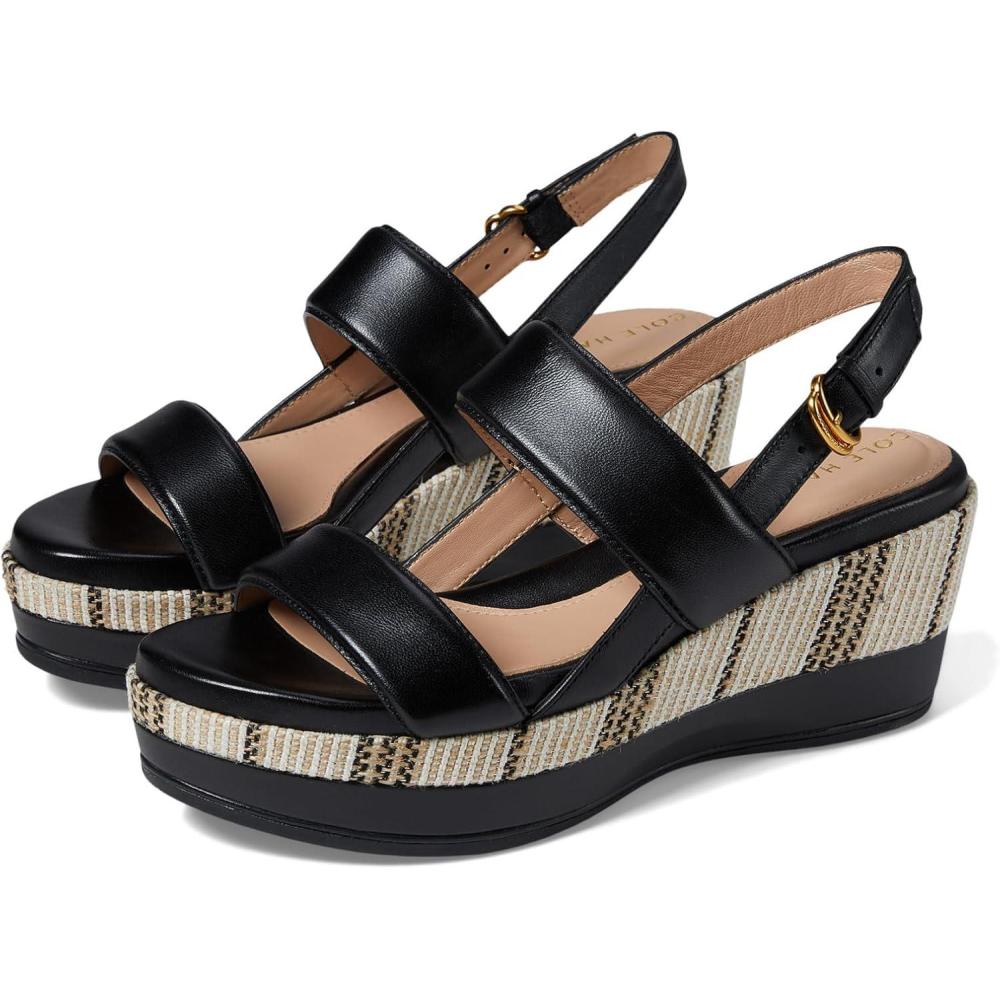 imageCole Haan Womens Aislin Wedge SandalBlack LeatherCanvas