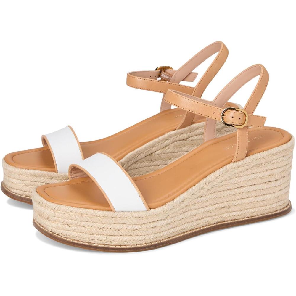 imageCole Haan Womens Cloudfeel Keeton Flatform Espadrilles SandalWhite LeatherBiscuit