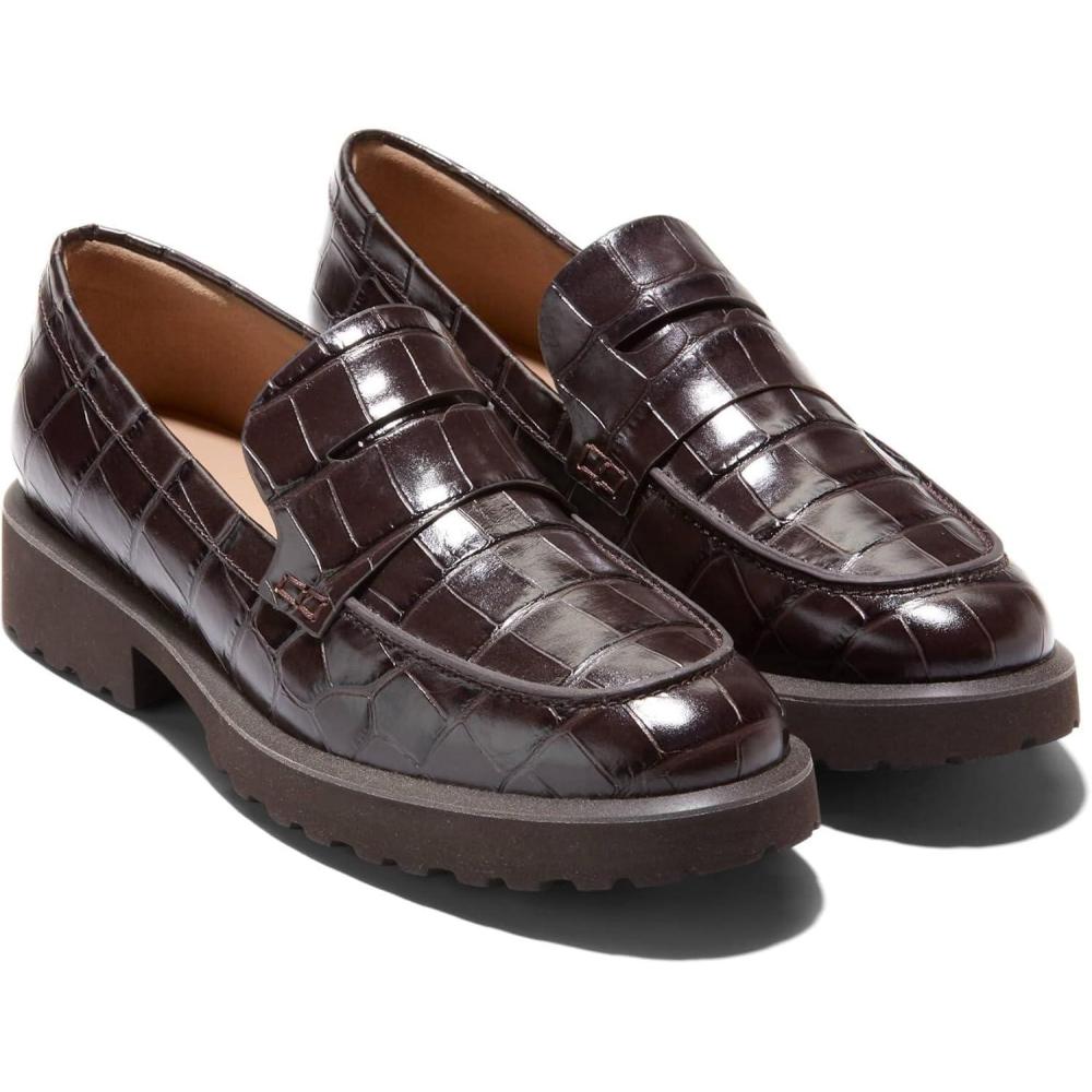 imageCole Haan Womens Geneva LoafersDark Chocolate Croc Print