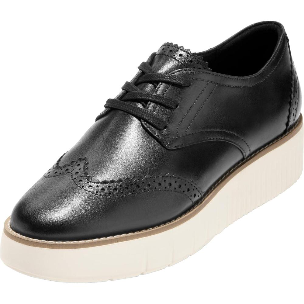 imageCole Haan Womens Grand City Platform OxfordsBlackIvory