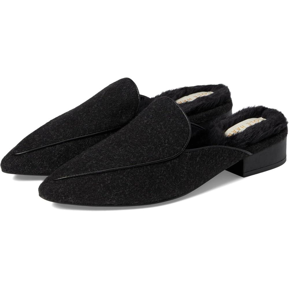 imageCole Haan Womens Lunar Harp Sport Lace SlipOn Fashion SneakerBlack Wool Black Faux Fur
