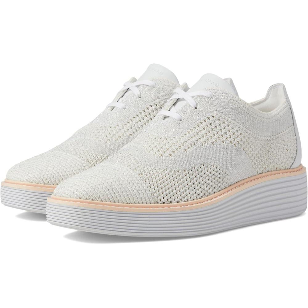 imageCole Haan Womens Original Grand Platform Stitchlite OxfordOptic WhiteSilver Knit