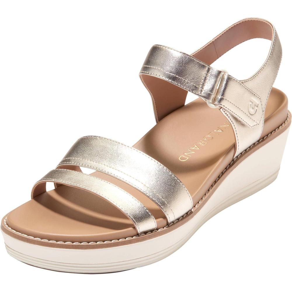 imageCole Haan Womens Original Peyton Flatforms SandalSoft GoldIvory