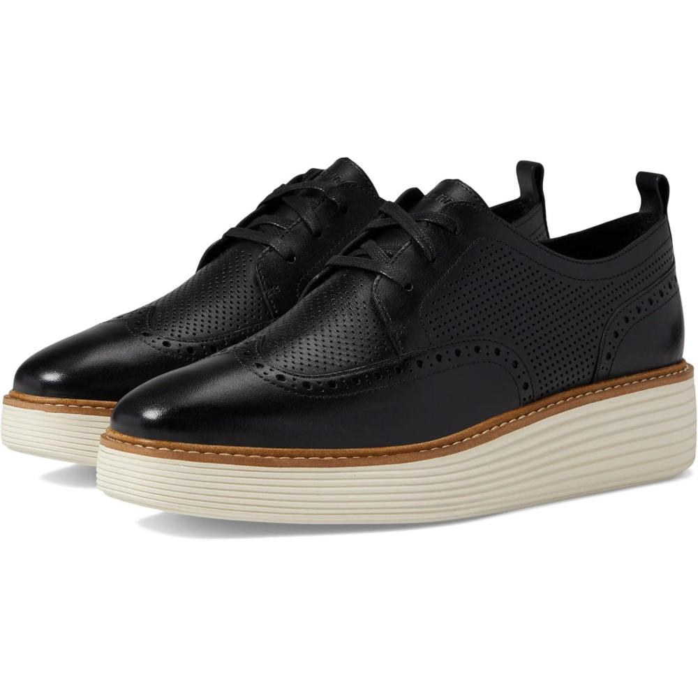 imageCole Haan Womens Originalgrand Platform Wing Tip OxfordBlackIvory