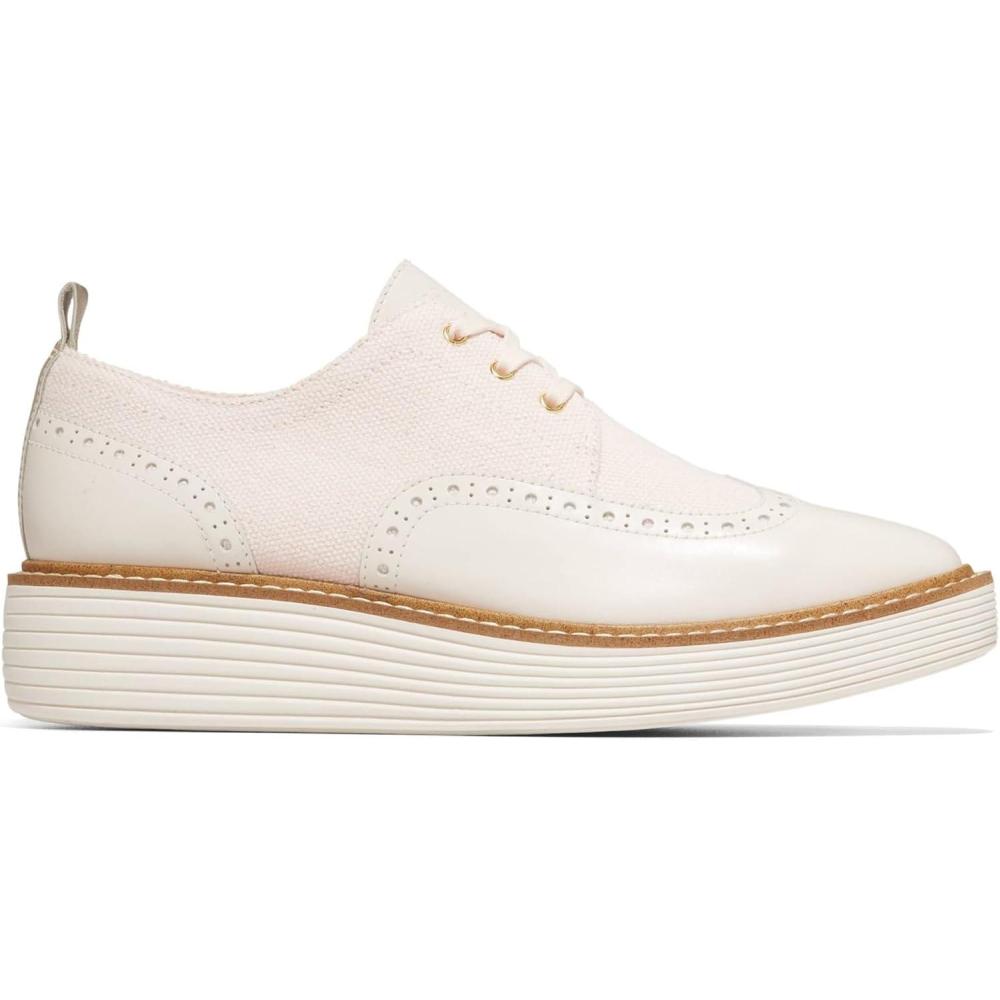 imageCole Haan Womens Originalgrand Platform Wing Tip OxfordHempIvory  Earth