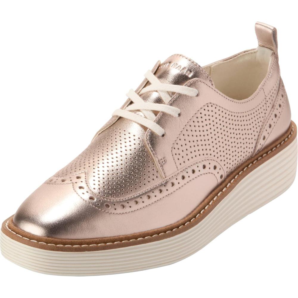 imageCole Haan Womens Originalgrand Platform Wing Tip OxfordRose GoldIvory