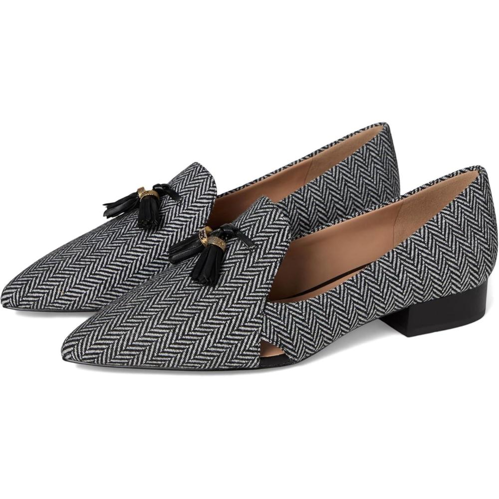 imageCole Haan Womens Vanya Tassel Flat LoaferHerringbone TextileBlack Leather