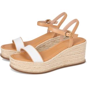 Cole Haan Women’s Cloudfeel Keeton Flatform Espadrilles Sandal(White Leather/Biscuit)