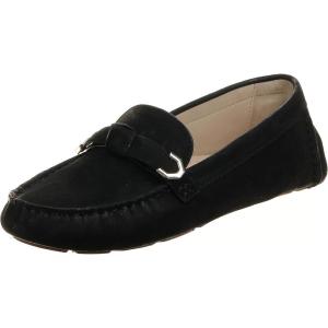Cole Haan Women’s Evelyn Bow Driver Driving Style Loafer(Black Leather)